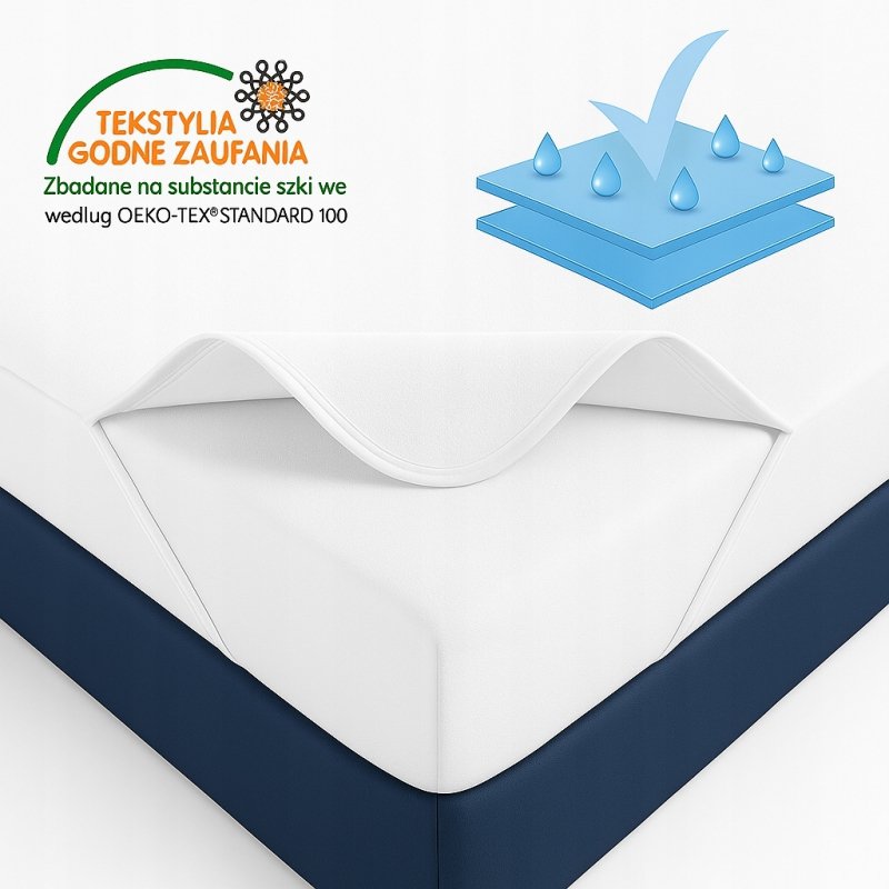 Ochraniacz na materac 140x200 BAWEŁNA WODOODPORNY 90C topper Z GUMKĄ POLSKI