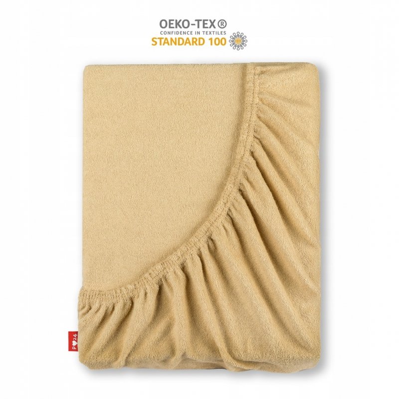 Prześcieradło Frotte z Gumką 200X220 Gruba Bawełna 200g Bok 30 cm beżowy
