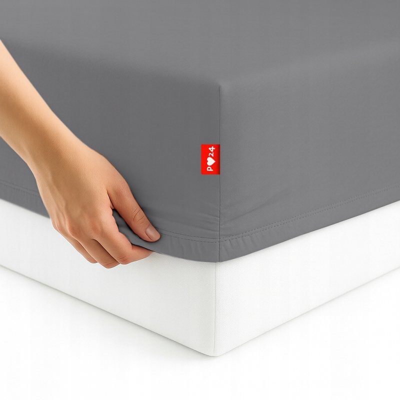 Prześcieradło Jersey z Gumką 200x220 Gruba Polska Bawełna Bok 30 cm stalowy