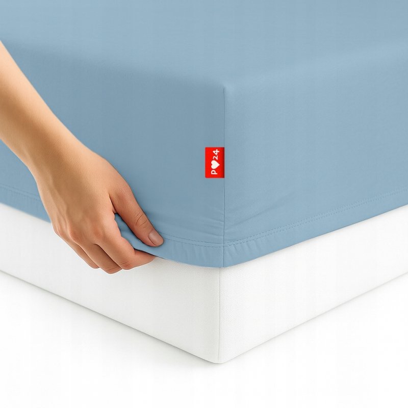 Prześcieradło Jersey z Gumką 90x200 Gruba Polska Bawełna Bok 30 cm błękitny