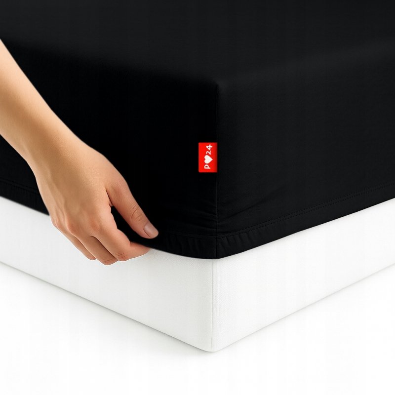 Prześcieradło Jersey z Gumką 100x200 Gruba Bawełna Czesana Bok 30 cm czarny