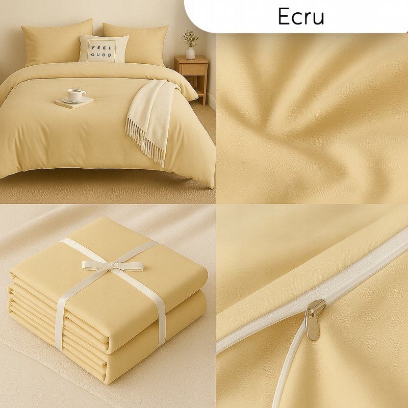 Pościel 200x220 Mikrofibra +2 Poszewki Komplet na Zamek – ecru