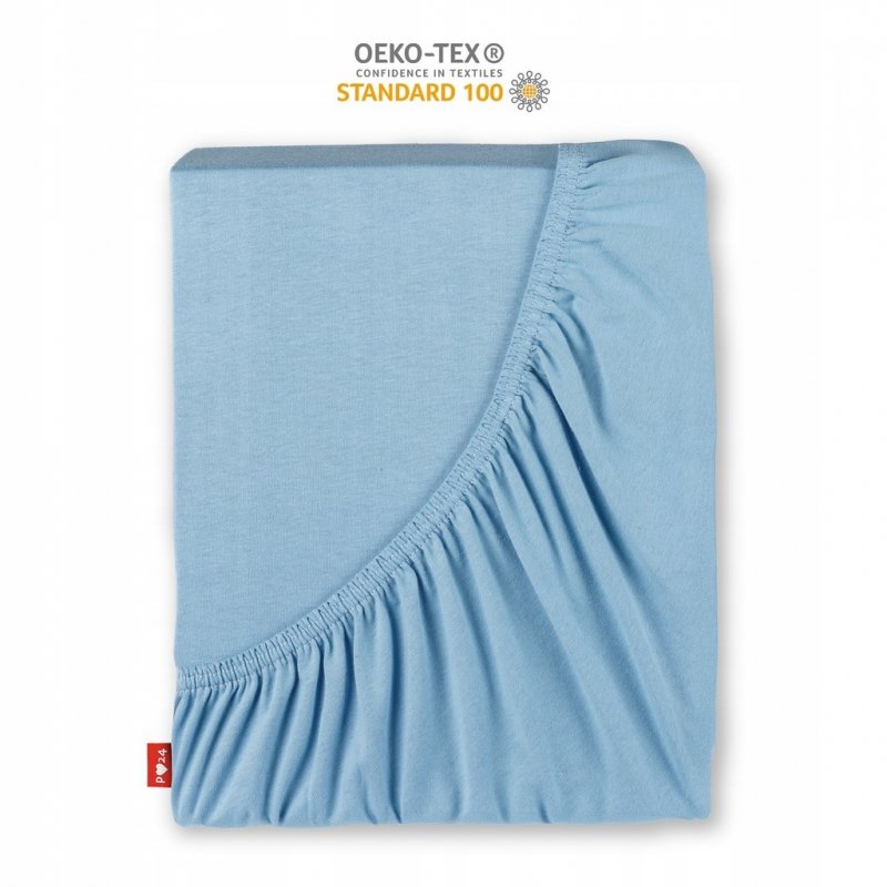 Prześcieradło Jersey z Gumką 100x200 Gruba Bawełna Bok 30 cm błękitny