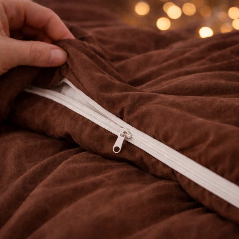 POŚCIEL 160x200 Z FALBANĄ KOMPLET 3 CZĘŚCIOWY MIKROFIBRA KOLOR BRĄZ