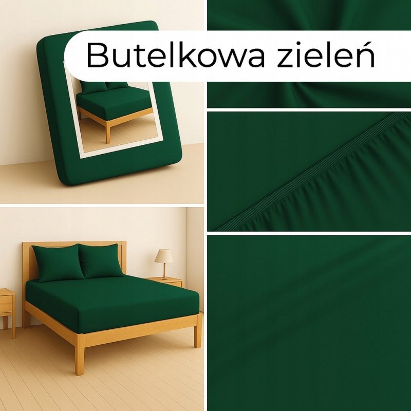 PRZEŚCIERADŁO Z GUMKĄ 200x220 BUTELKOWA ZIELEŃ MATERAC ZAKŁADKA DO 25 CM
