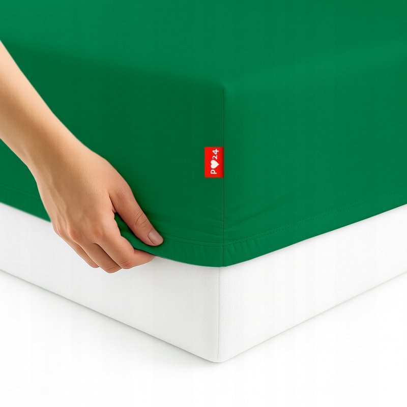 Prześcieradło 140x200 z Gumką GRUBA Bawełna Premium Bok 30 Butelkowa zieleń