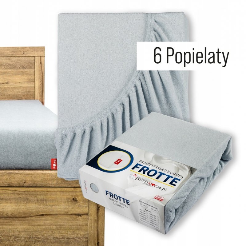 Prześcieradło Frotte z Gumką 100x200 Gruba Bawełna 200g Bok 30 cm popielaty