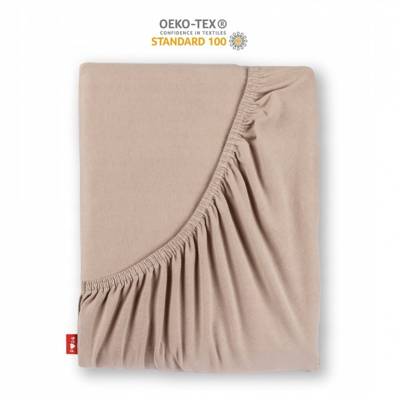 Prześcieradło Jersey z Gumką 90x200 Gruba Bawełna Czesana Bok 30 cm cafe