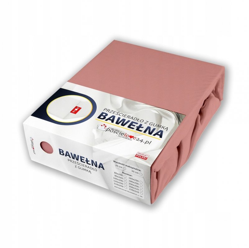 Prześcieradło 80x200 z Gumką GRUBA Bawełna Premium Bok 30 cm Paryski róż