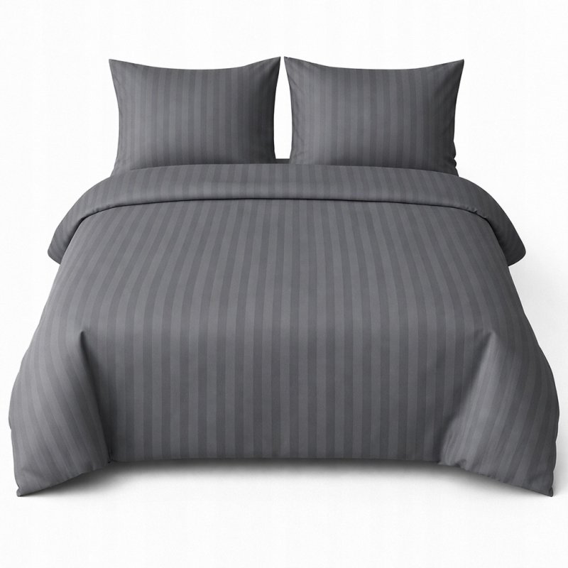 POŚCIEL 200x220 HOTELOWA 100% GRUBA BAWEŁNA SATYNOWA ADAMASZEK GRAFIT