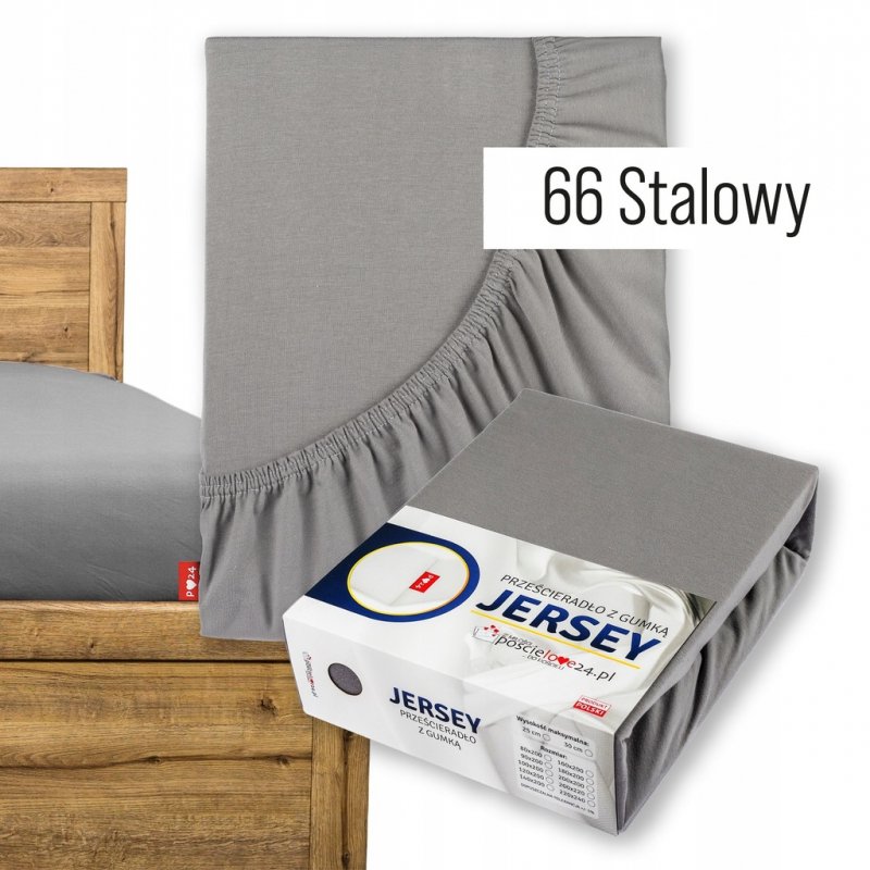 Prześcieradło Jersey z Gumką 80x200 Gruba Bawełna Czesana Bok 30 cm stalowy