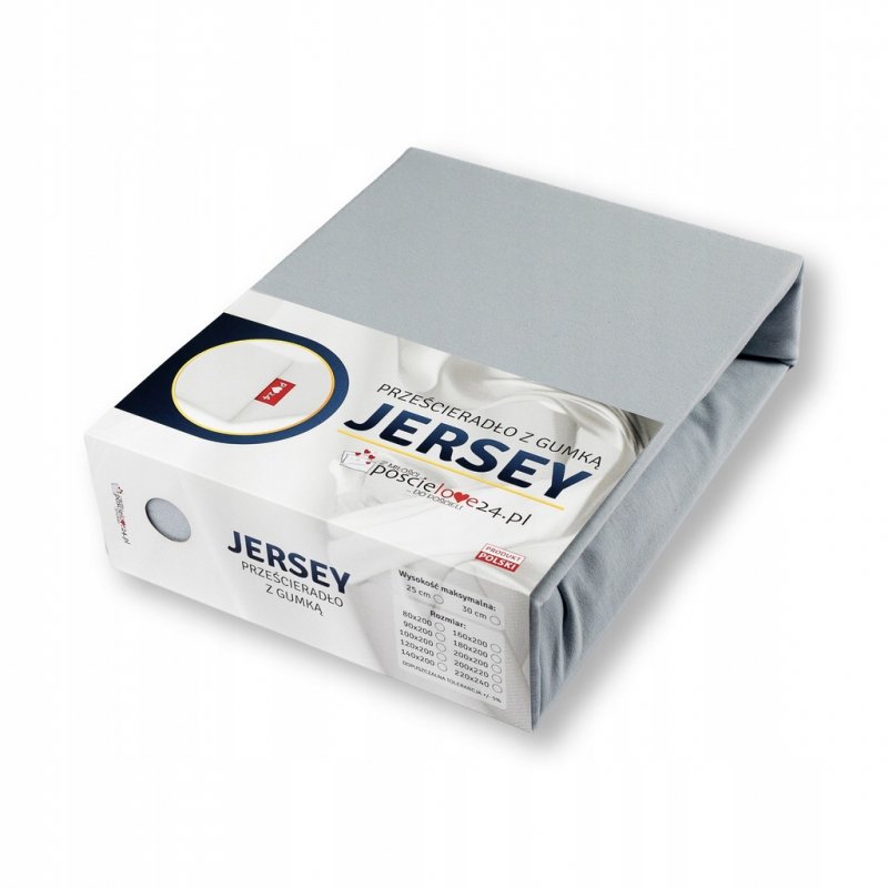 Prześcieradło Jersey z Gumką 90x200 Gruba Bawełna Bok 30 cm popielaty