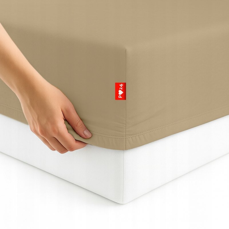 Prześcieradło Jersey z Gumką 140x200 Gruba Bawełna Czesana Bok 30 cm beżowy