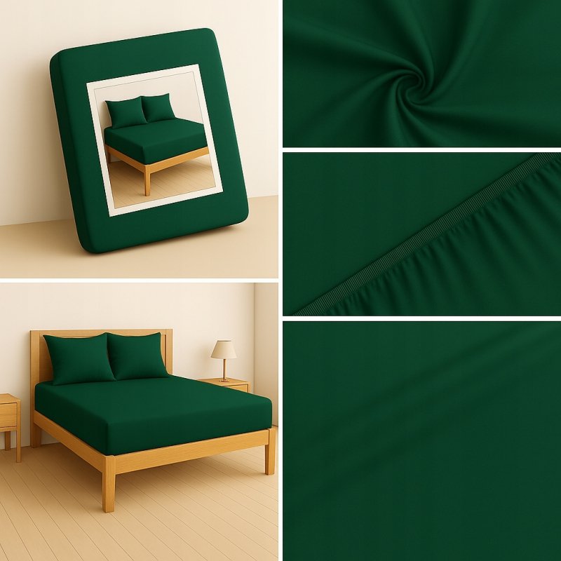 PRZEŚCIERADŁO Z GUMKĄ 160x200 BUTELKOWA ZIELEŃ MATERAC ZAKŁADKA DO 25 CM