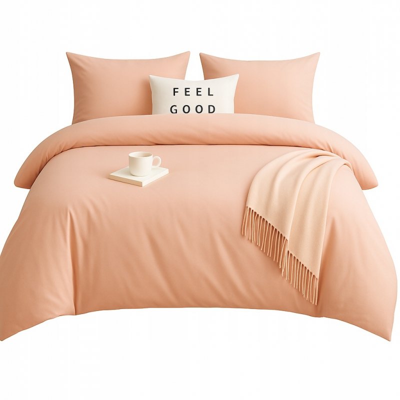 Pościel 200x220 Mikrofibra +2 Poszewki Komplet na Zamek – pudrowy róż