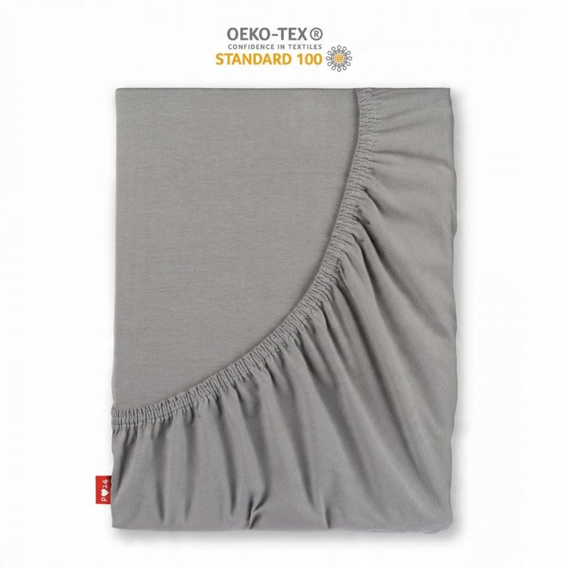 Prześcieradło Jersey z Gumką 200x220 Gruba Polska Bawełna Bok 30 cm stalowy