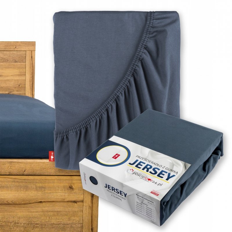 Prześcieradło Jersey z Gumką 140x200 Gruba Bawełna Bok 30 cm popiel ciemny