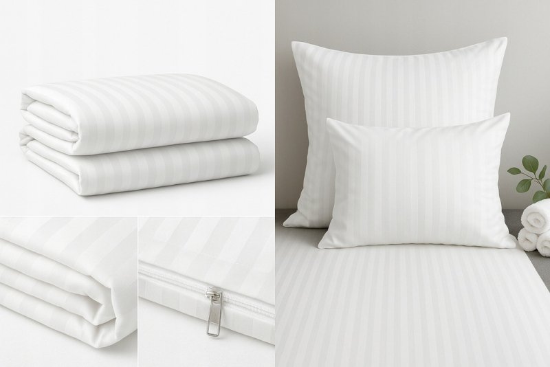 POŚCIEL 160x200 HOTELOWA 100% GRUBA BAWEŁNA SATYNOWA ADAMASZEK BIAŁY