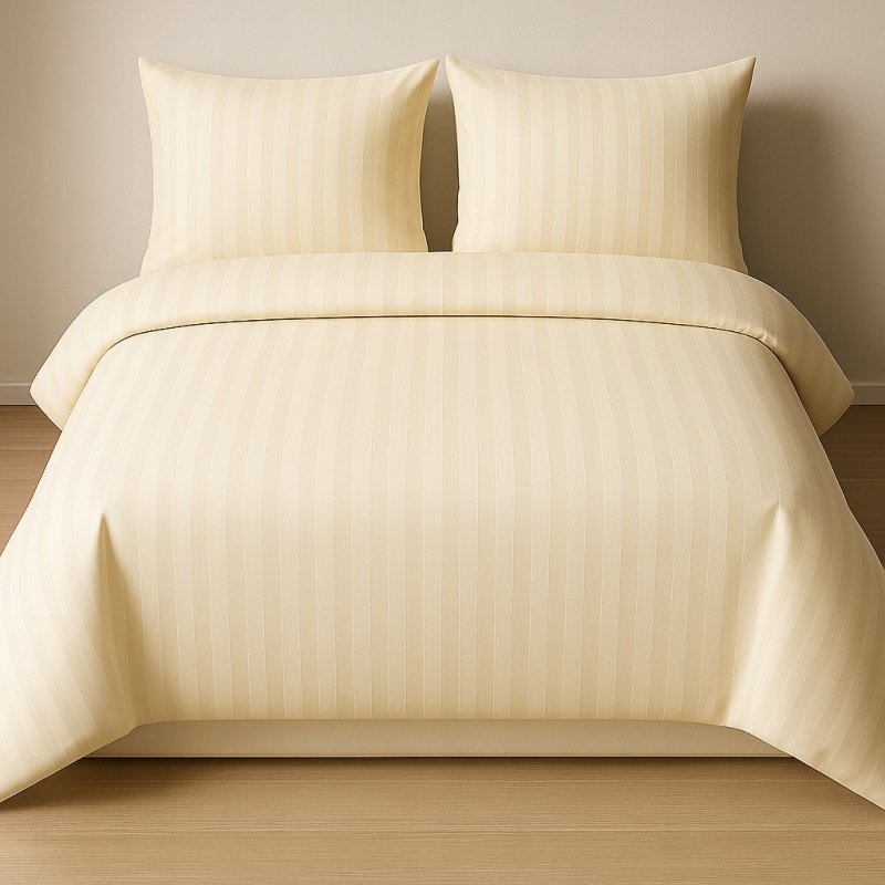 POŚCIEL 160x200 HOTELOWA 100% GRUBA BAWEŁNA SATYNOWA ADAMASZEK ECRU