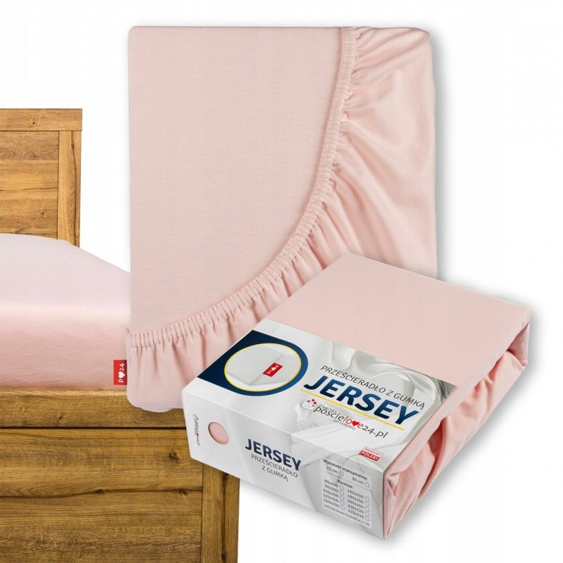 Prześcieradło Jersey z Gumką 160x200 Gruba Bawełna Bok 30 cm pudrowy róż