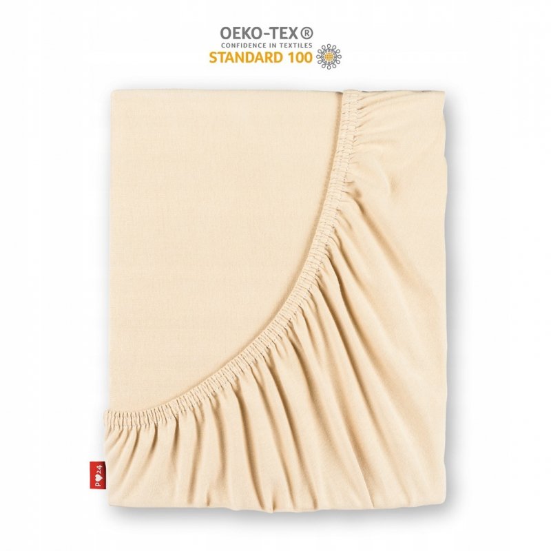 Prześcieradło Jersey z Gumką 80x200 Gruba Bawełna Bok 30 cm kość słoniowa