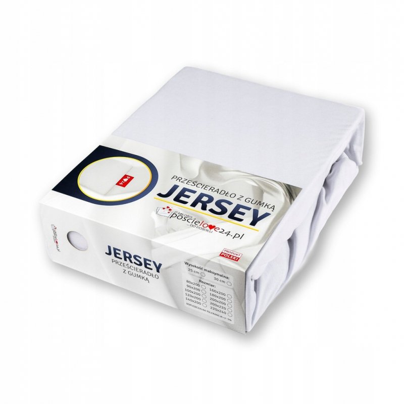 Prześcieradło Jersey z Gumką 90x200 Gruba Bawełna Czesana Bok 30 cm biały