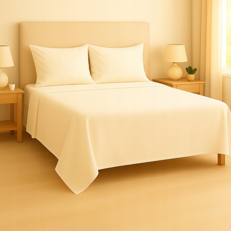 PRZEŚCIERADŁO FLANELOWE 160×200 100% BAWEŁNA POLSKA JAKOŚĆ KOLOR KREMOWY