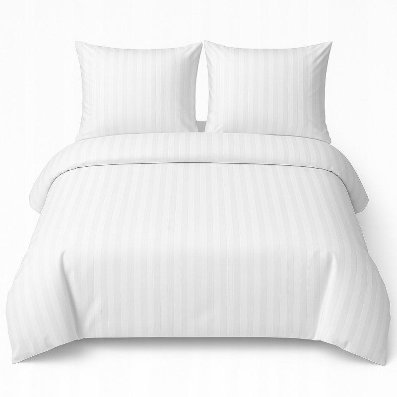 POŚCIEL 200x220 HOTELOWA 100% GRUBA BAWEŁNA SATYNOWA ADAMASZEK BIAŁY