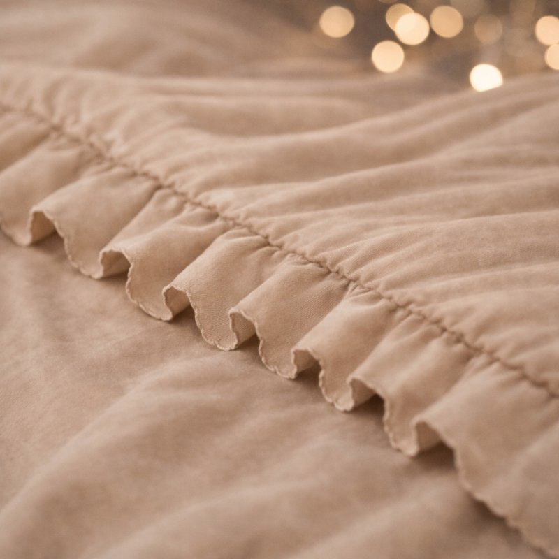 POŚCIEL 200x220 Z FALBANĄ KOMPLET 3 CZĘŚCIOWY MIKROFIBRA KOLOR BEŻ