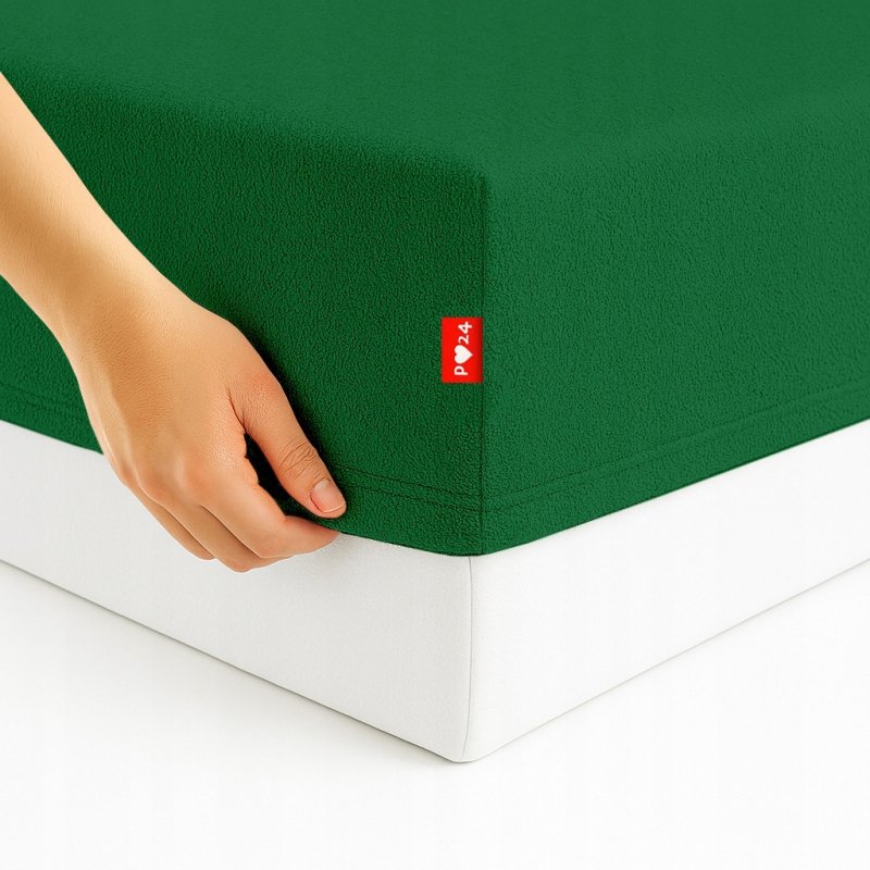 Prześcieradło Frotte z Gumką 160X200 Gruba Bawełna Bok 30 butelkowa zieleń