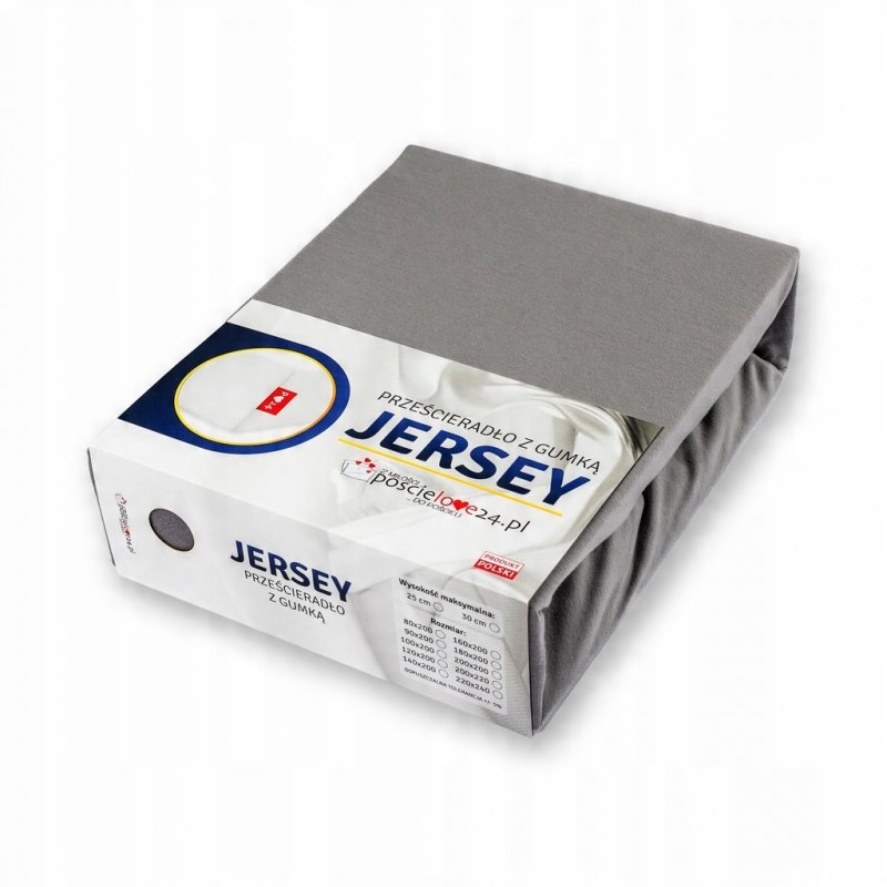 Prześcieradło Jersey z Gumką 80x200 Gruba Bawełna Czesana Bok 30 cm stalowy