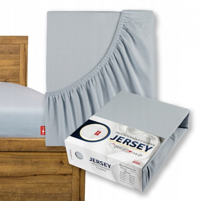 Prześcieradło Jersey z Gumką 140x200 Gruba Bawełna Bok 30 cm popielaty