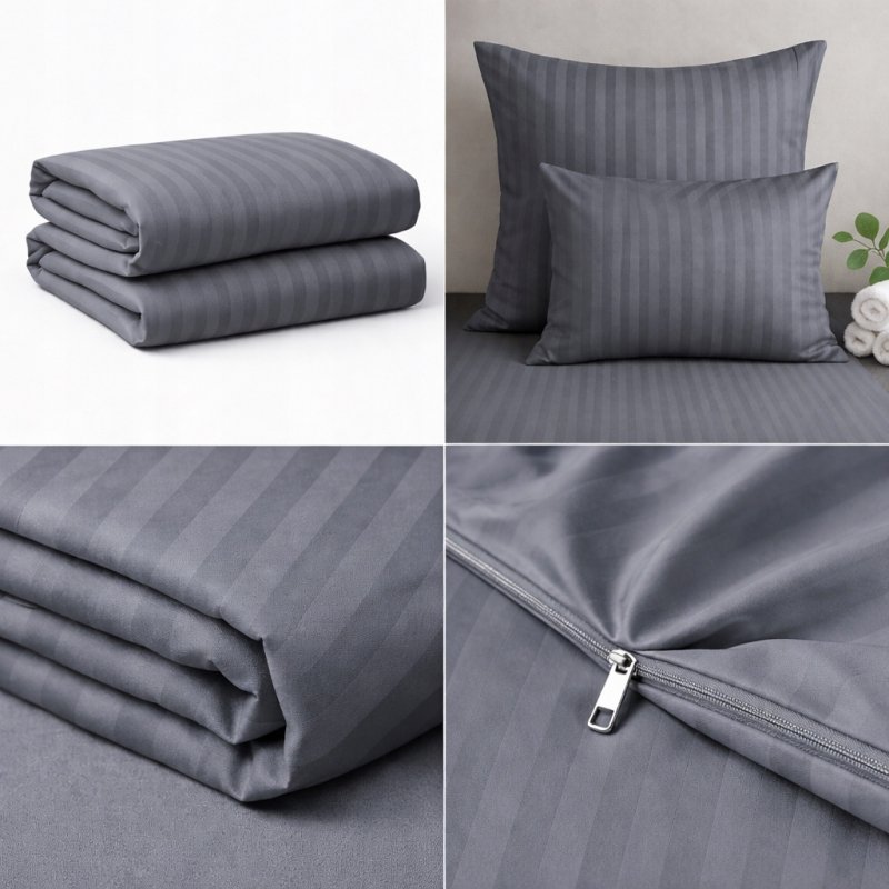 POŚCIEL 160x200 HOTELOWA 100% GRUBA BAWEŁNA SATYNOWA ADAMASZEK GRAFIT