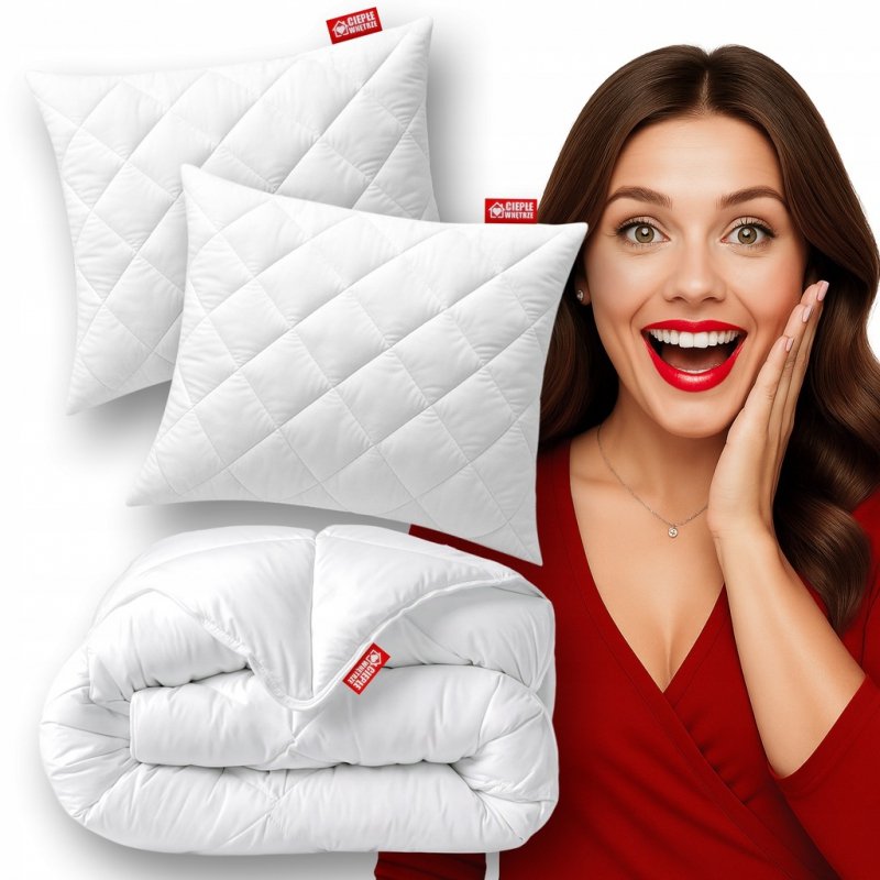 ZESTAW KOŁDRA 200x220 + 2x PODUSZKA 70x80 ANTYALERGICZNY KOMPLET POLSKA