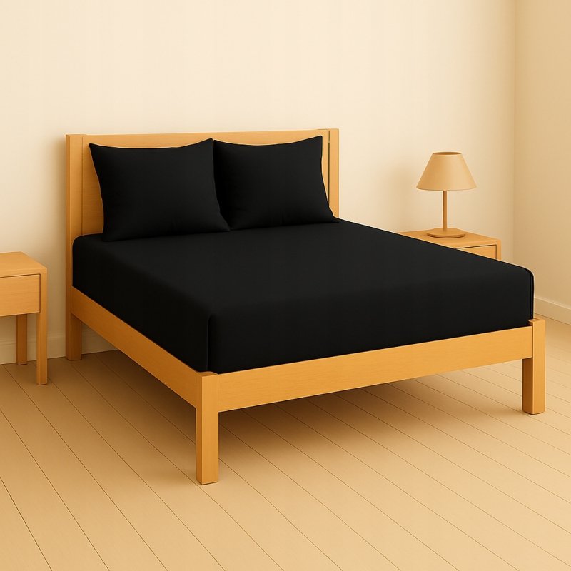 PRZEŚCIERADŁO Z GUMKĄ 80x200 CZARNY MATERAC ZAKŁADKA DO 25 CM