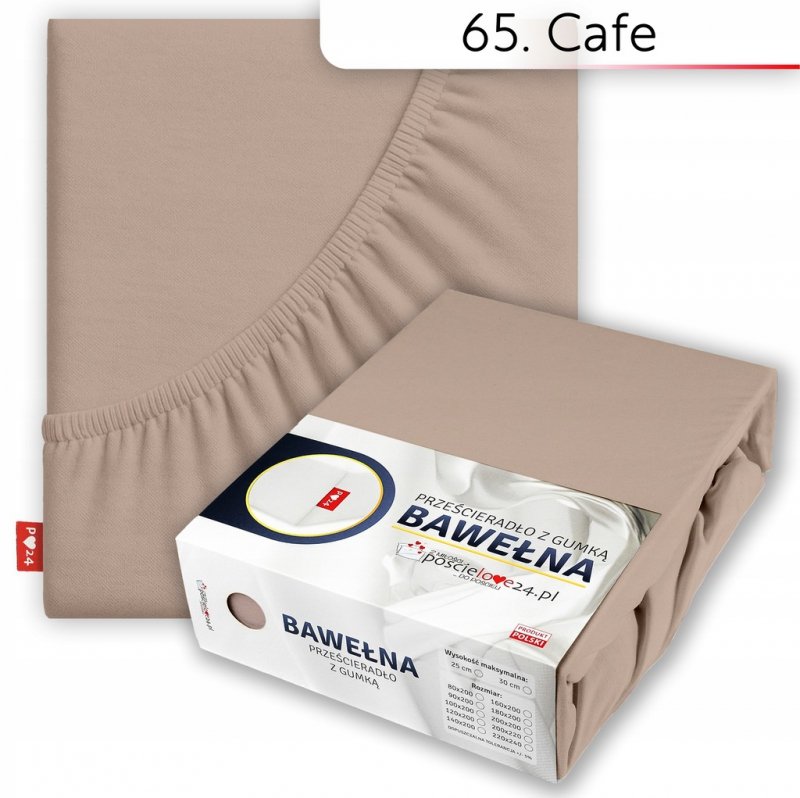 Prześcieradło 160x200 z Gumką GRUBA Bawełna Premium Bok 30 cm Cafe