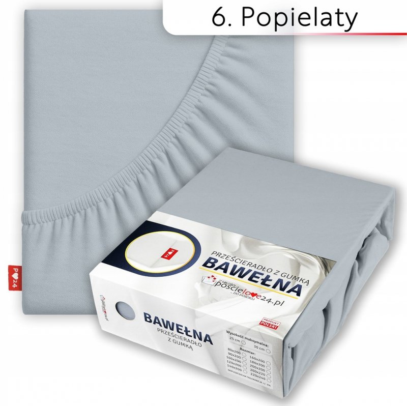 Prześcieradło 160x200 z Gumką GRUBA Bawełna Premium Bok 30 cm Popielaty