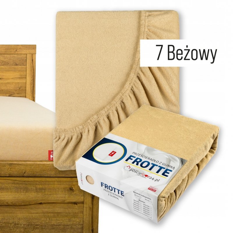 Prześcieradło Frotte z Gumką 80x200 Gruba Bawełna 200g Bok 30 cm beżowy