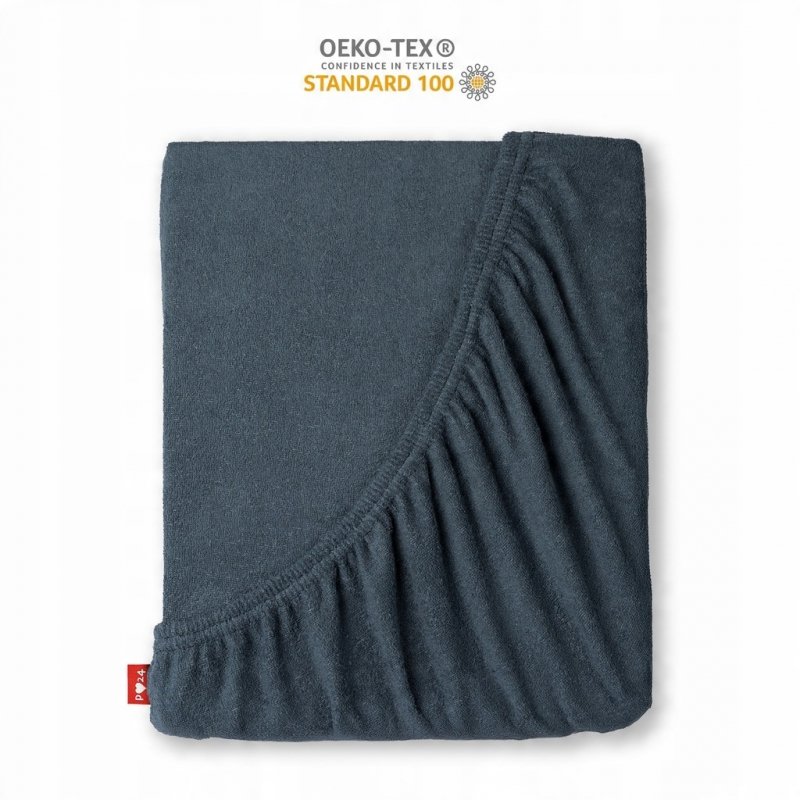 Prześcieradło Frotte z Gumką 80x200 Gruba Bawełna Bok 30 cm popiel ciemny