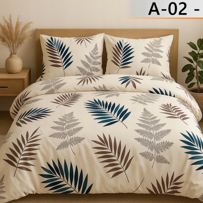 POŚCIEL 200x220 BAWEŁNA KOMPLET POŚCIELI + 2 POSZEWKI + PRZEŚCIERADŁO A-02