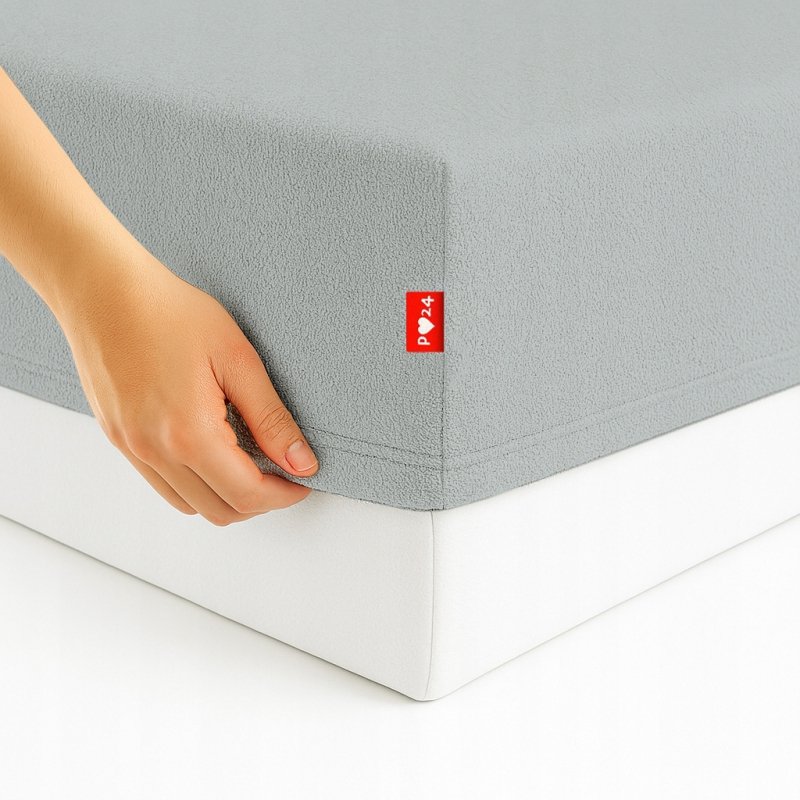 Prześcieradło Frotte z Gumką 100x200 Gruba Bawełna 200g Bok 30 cm popielaty