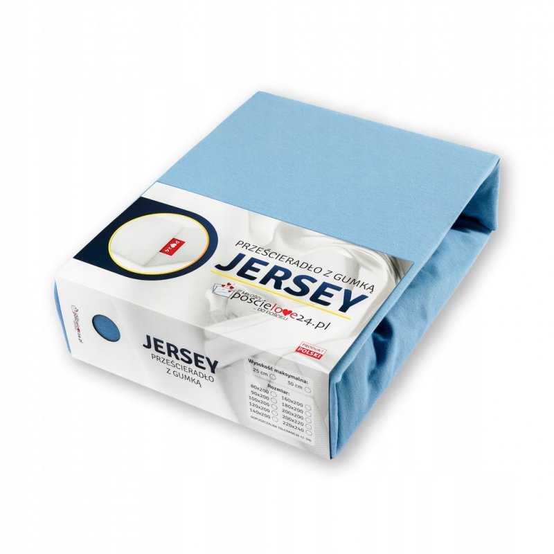 Prześcieradło Jersey z Gumką 160x200 Gruba Bawełna Bok 30 cm błękitny