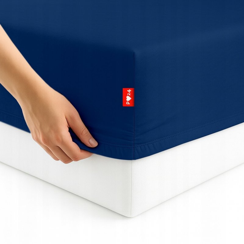 Prześcieradło Jersey z Gumką 80x200 Gruba Bawełna Bok 30 cm granatowy