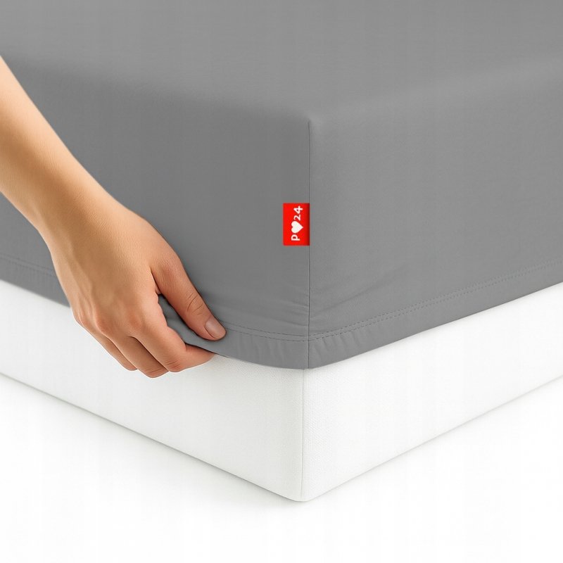 Prześcieradło 200x220 z Gumką GRUBA Bawełna Premium Bok 30 cm Stalowy