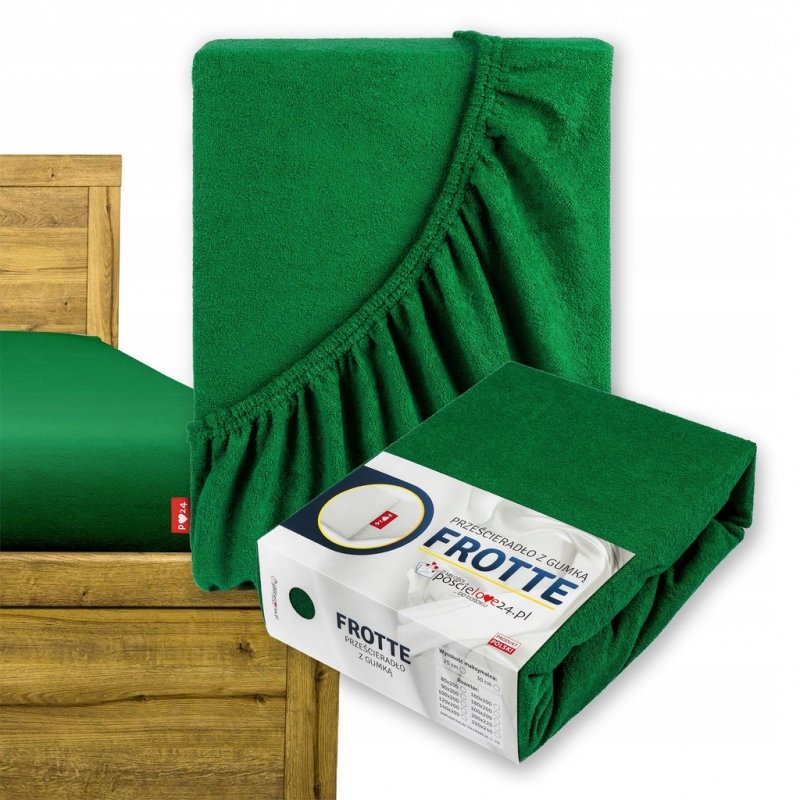 Prześcieradło Frotte z Gumką 80x200 Gruba Bawełna Bok 30 butelkowa zieleń