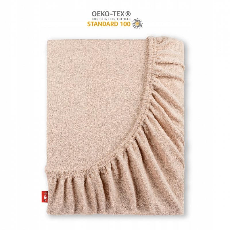 Prześcieradło Frotte z Gumką 200X220 Gruba Bawełna 200g Bok 30 cm cafe
