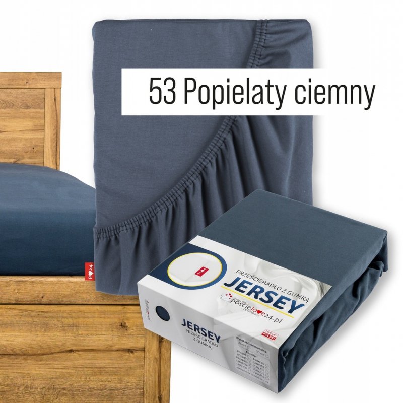 Prześcieradło Jersey z Gumką 90x200 Gruba Bawełna Bok 30 cm popiel ciemny