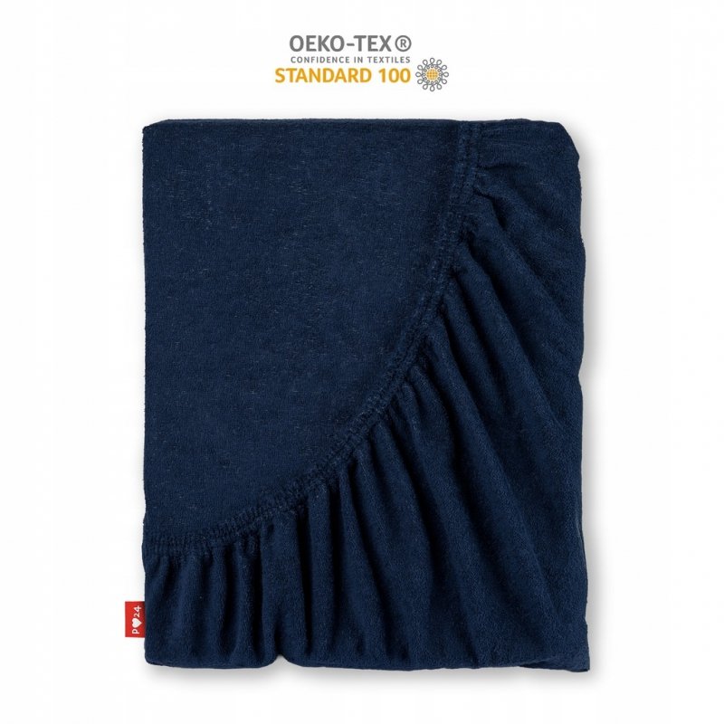 Prześcieradło Frotte z Gumką 90x200 Gruba Bawełna 200g Bok 30 cm granatowy