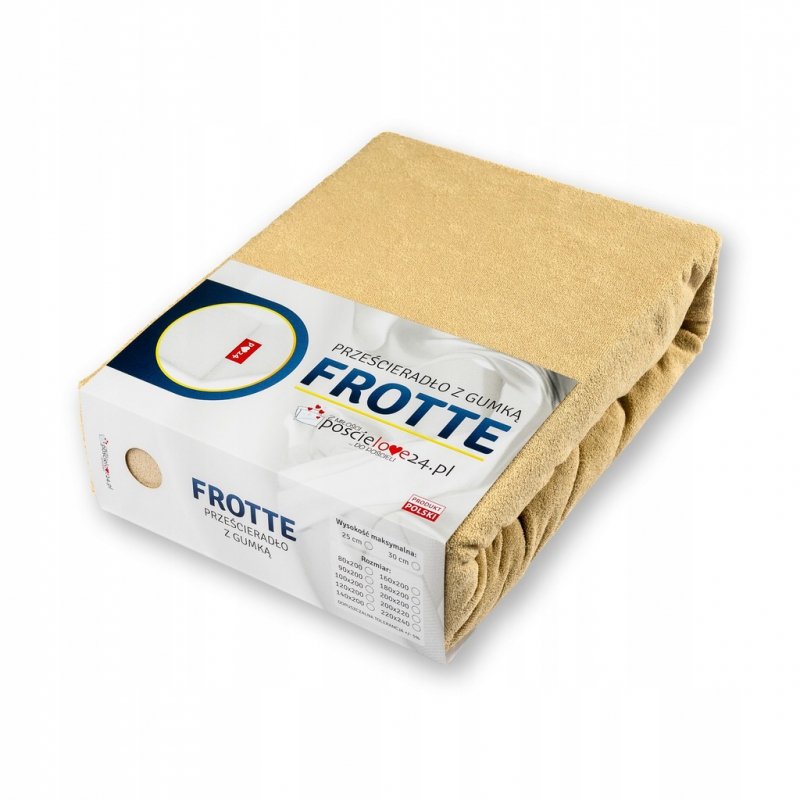 Prześcieradło Frotte z Gumką 100x200 Gruba Bawełna 200g Bok 30 cm beżowy