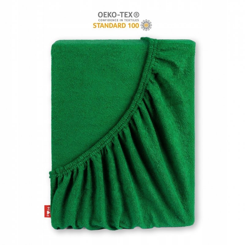 Prześcieradło Frotte z Gumką 80x200 Gruba Bawełna Bok 30 butelkowa zieleń